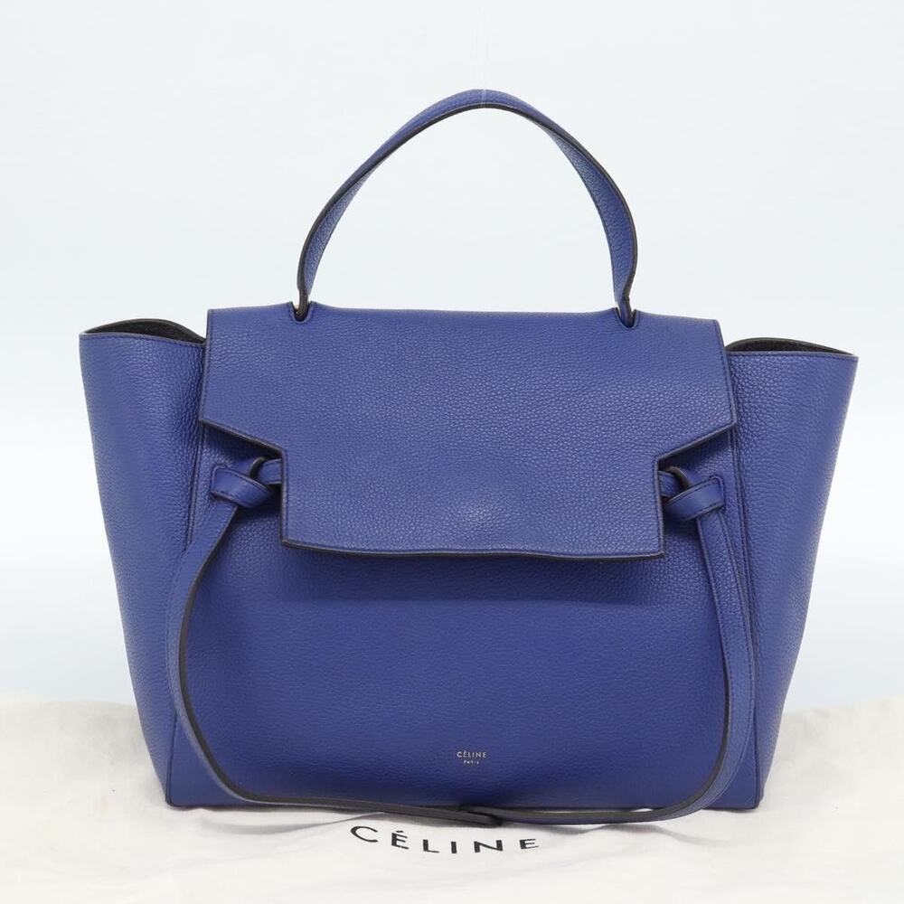 Celine Luggage Handbag Blue Drummed